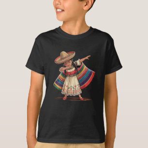 Camiseta Engraçado Dabbing mexicano Poncho Sombrero Cinco D