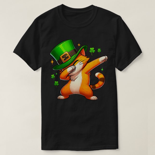Camiseta Engraçado Dabbing Orange Cat Boys Dab (Frente do Design)