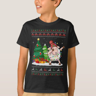 Camiseta Engraçado Dabbing ovelha Lover Santa Hat Feia Nata