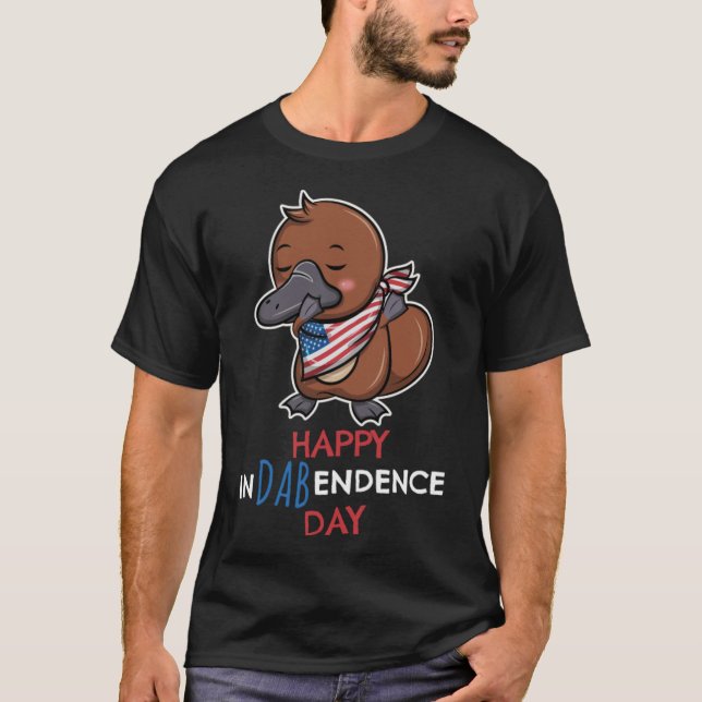 Camiseta Engraçado Dabbing Platypus 4 de julho (Frente)