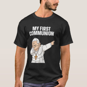 Camiseta Engraçado Dabbing Pope Minha Primeira Comunhão Dot