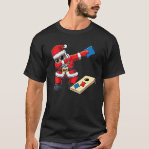 Camiseta Engraçado Dabbing Santa Claus Cornhole Corno de N