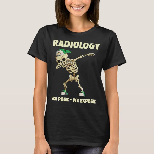 Camiseta Engraçado Dabbing Skeleton Rad Tech Radiology Me (Frente)