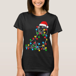 Camiseta Engraçado Dachshund Árvore de Natal Luzes Liderada