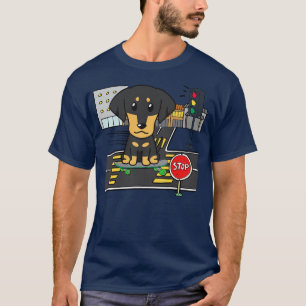 Camiseta Engraçado Dachshund Está Em Um skate