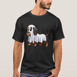Camiseta Engraçado Dachshund Ghost Halloween Meninas