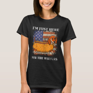 Camiseta Engraçado Dachshund Hot Dog Estou aqui para a Mulh