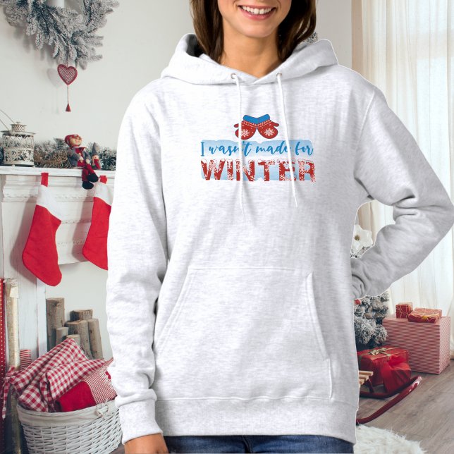 Camiseta Engraçado Damas Winter Hoodie Red (Funny Ladies Winter Mittens T-Shirt Hoodie)