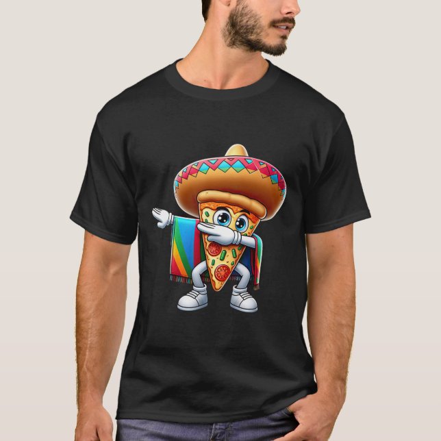 Camiseta Engraçado Dançando Comida De Pizza Mexicana Lover  (Frente)