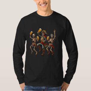 Camiseta Engraçado Dançante Pirata Skeletons Beer Bebendo H