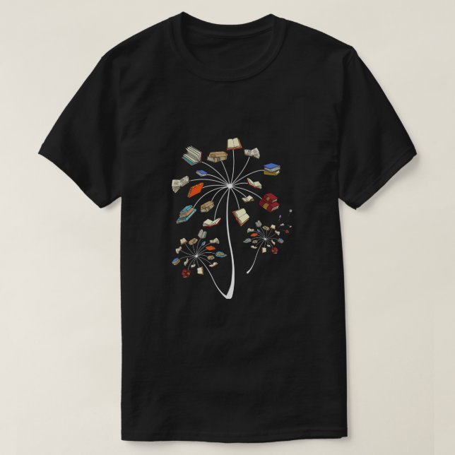 Camiseta Engraçado Dandelion Books Presente Para Ler Mulher (Frente do Design)