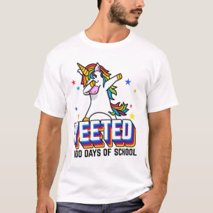 Camiseta Engraçado Dank Meme Yeet Unicorn 100º Dia da Esc