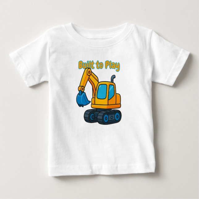 Camiseta Engraçado de Construção para Meninos e Ra (Frente)