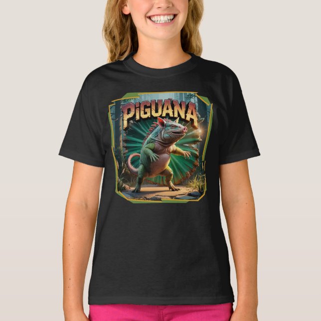 Camiseta Engraçado de Criatura Combo da Ilustração Piguana (Frente)