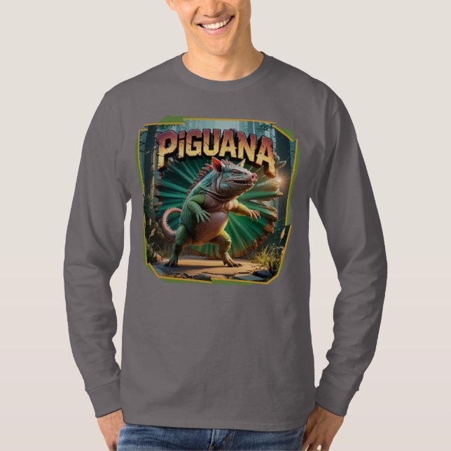 Camiseta Engraçado de Criatura Combo da Ilustração Piguana (Frente)