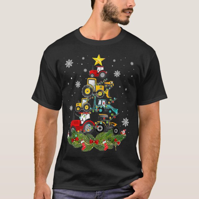 Camiseta Engraçado de Natal do Trator com o presente de Hol (Frente)