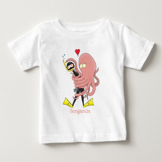 Camiseta Engraçado de polvo encantador humor de desenho ani (Frente)