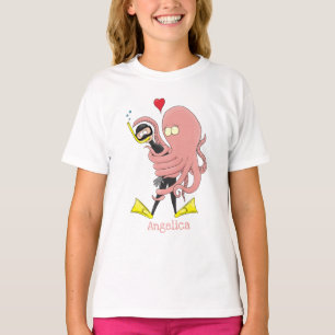 Camiseta Engraçado de polvo encantador humor de desenho ani
