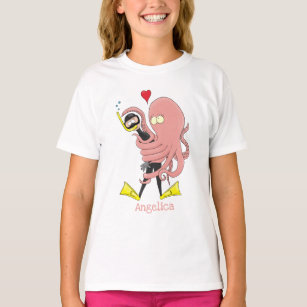 Camiseta Engraçado de polvo encantador humor de desenho ani