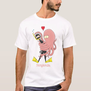 Camiseta Engraçado de polvo encantador humor de desenho ani