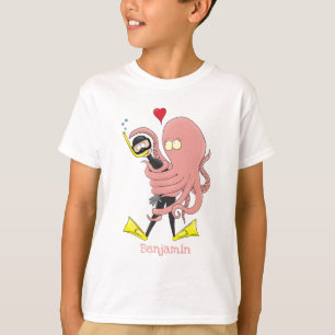 Camiseta Engraçado de polvo encantador humor de desenho ani
