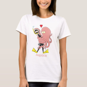 Camiseta Engraçado de polvo encantador humor de desenho ani