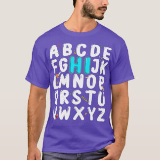 Camiseta Engraçado De Volta À Escola Alphabet Pré-Jardim De