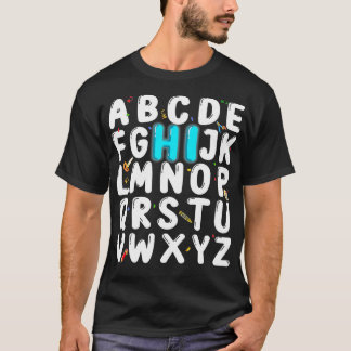 Camiseta Engraçado De Volta À Escola Alphabet Pré-Jardim De