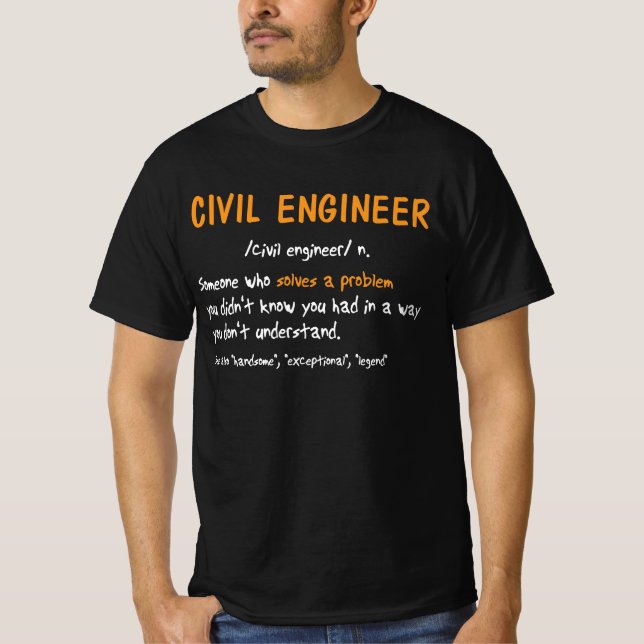 Camiseta Engraçado Definição De Engenheiro Civil Alguém Que (Frente)