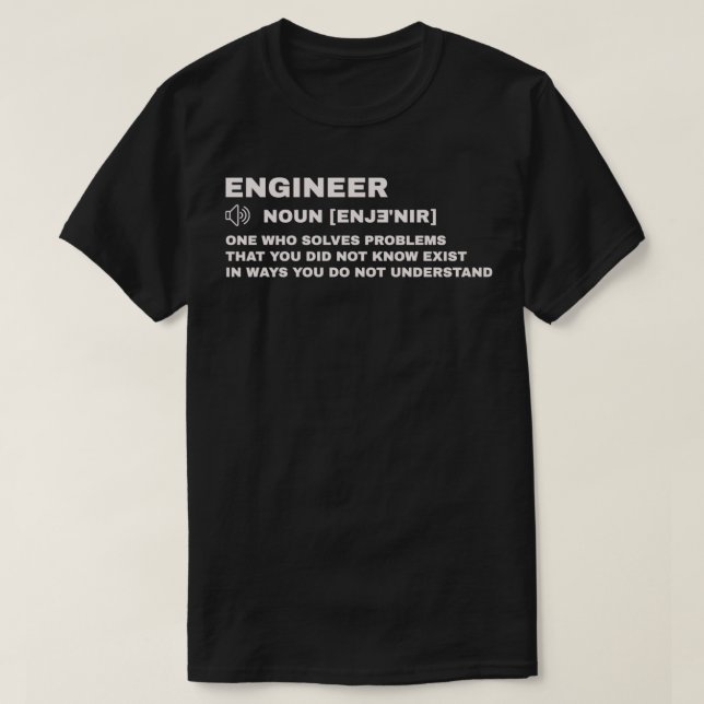 Camiseta Engraçado Definição de Engenheiro Engraçado presen (Frente do Design)