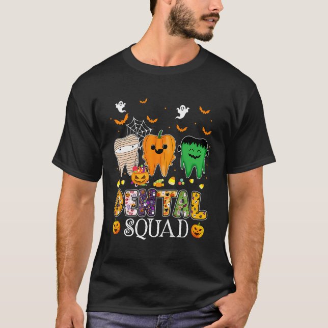 Camiseta Engraçado Dental Spooky Esquadrão Costume Denstist (Frente)