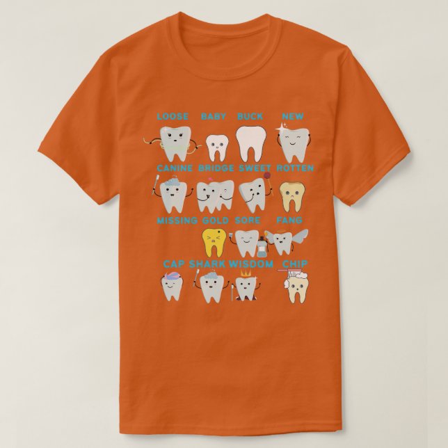 Camiseta Engraçado Dentista Diferente Dente Clássico da Cam (Frente do Design)