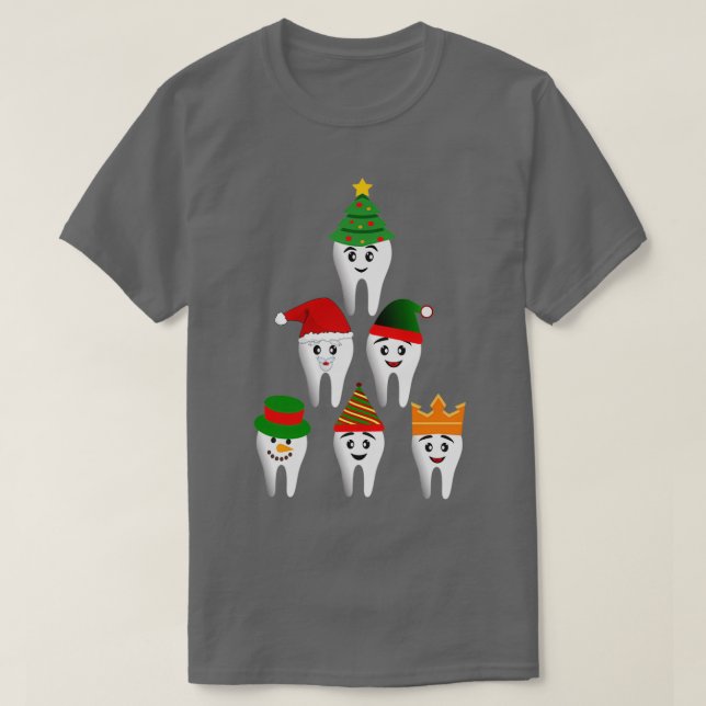 Camiseta Engraçado Dentista Papais noeis de Natal Dental Xm (Frente do Design)