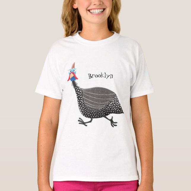 Camiseta Engraçado desenho animado de aves Guineafowl (Frente)