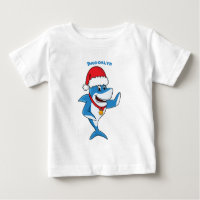 Engraçado desenho animado de tubarão de Natal