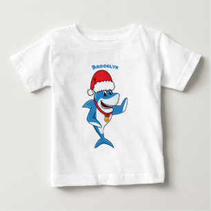 Camiseta Engraçado desenho animado de tubarão de Natal