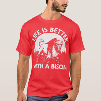 Camiseta Engraçado Design De Bison Para Homens Crianças Buf