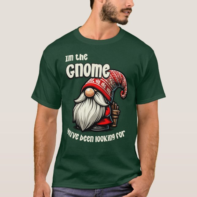 Camiseta Engraçado Design Gnomo Natal (Frente)