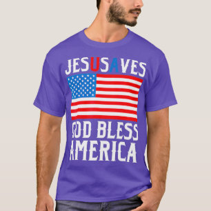 Camiseta Engraçado Design Jesus Cristo salva Deus abençoe