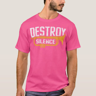 Camiseta Engraçado Destruir Silêncio - Jazz Pun Trumpet