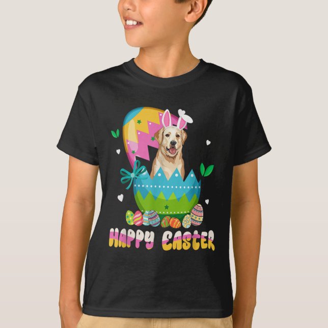 Camiseta Engraçado Dia da Páscoa Labrador Cachorro de Retri (Frente)
