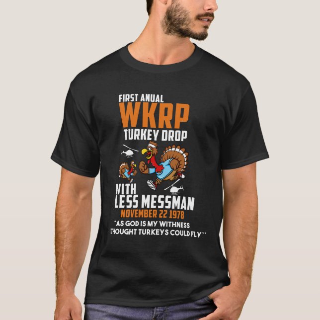 Camiseta Engraçado Dia de Ação de Graças - Primeiro WKRP An (Frente)