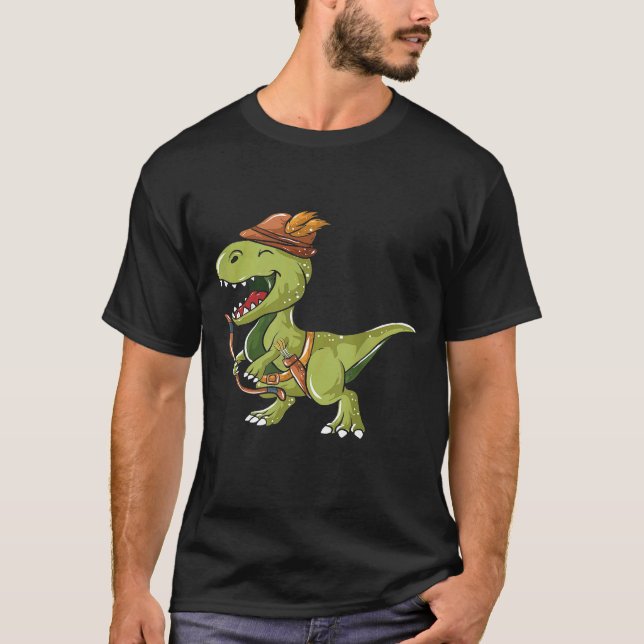 Camiseta Engraçado Dino Archer Archery (Frente)
