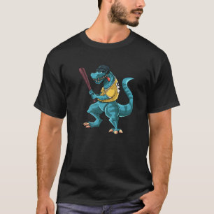 Camiseta Engraçado Dino Baseball Jogador T-Rex Lover Jovens