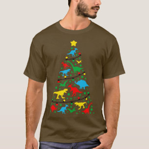 Camiseta Engraçado Dinossauro Árvore de Natal Xmas Luzes Di