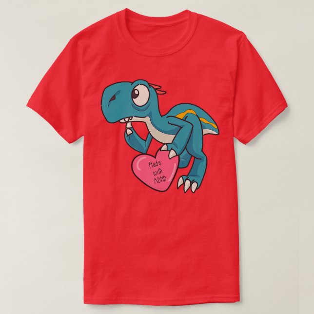 Camiseta Engraçado dinossauro Azul ADHD 717 (Frente do Design)