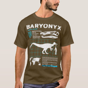 Camiseta Engraçado Dinossauro Baryony Fact Folha de Fossils
