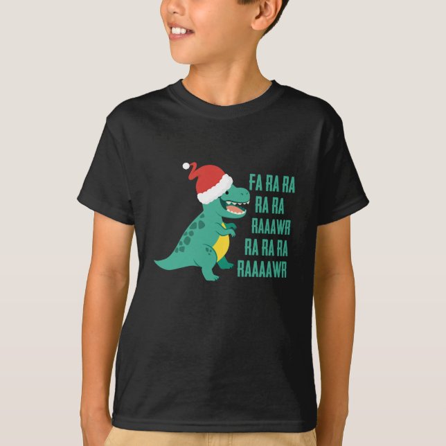 Camiseta Engraçado Dinossauro Fa Ra Rawr Rawr Natal TR xmas (Frente)