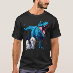 Camiseta Engraçado Dinossauro Papillon Andando Cachorro
