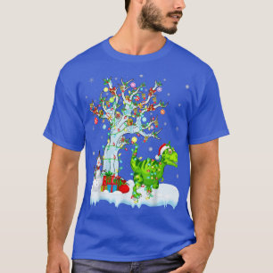 Camiseta Engraçado Dinossauro Xmas Papais noeis de Iluminaç